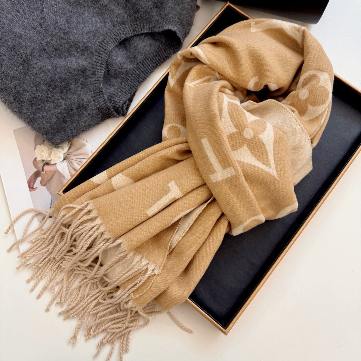 Louis Vuitton Knotted-Fringe Monogram Scarf - 65 x 180 cm
